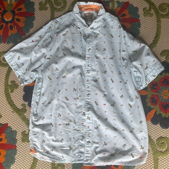 Disney Parks Tommy Bahama Mickey Mouse Button Down Shirt Light Blue Mens - Picture 4 of 7